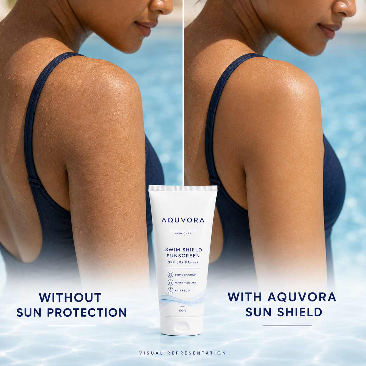Aquvora Swim Shield Body Moisturizer & Sunscreen SPF 50+ PA++++