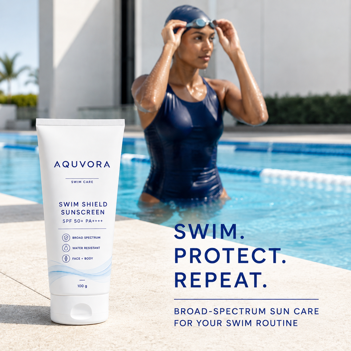Aquvora Swim Shield Body Moisturizer & Sunscreen SPF 50+ PA++++